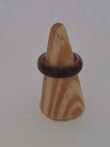 Silver and exotic wood ring