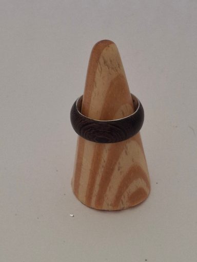 Silver and exotic wood ring