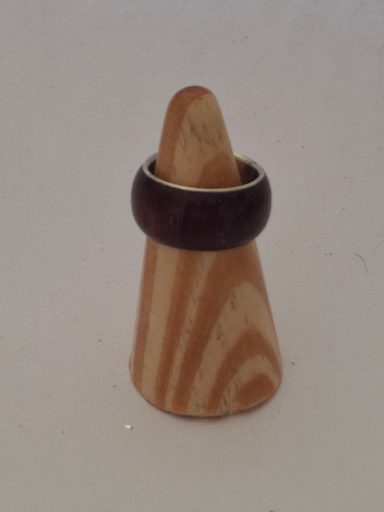 Silver and exotic wood ring